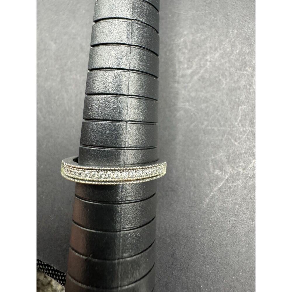 SU CH Signed 925 Sterling Silver Clear Cubic Zirconia Band Ring Size 6.25
